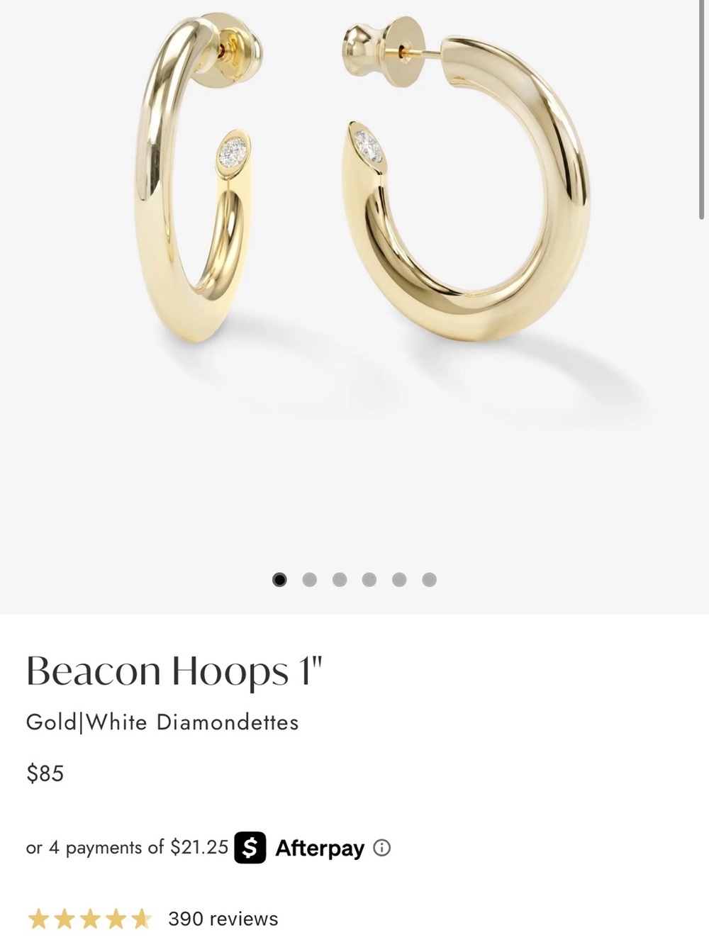 BNWT Melinda Maria Beacon 1” Gold Hoops with White Diamonettes